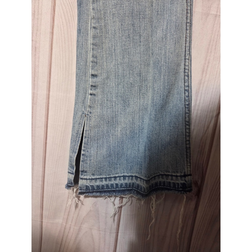 American Eagle Vintage Hi-Rise Flare Distressed Patchwork Split Hem Jeans 6R - Picture 4 of 8
